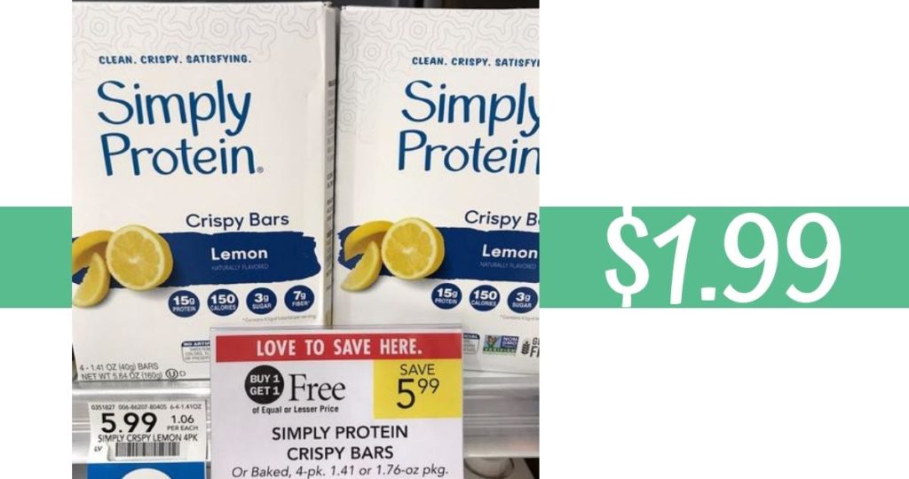 Simply Protein Crispy Bars or Baked Bars for 1.99 Southern Savers