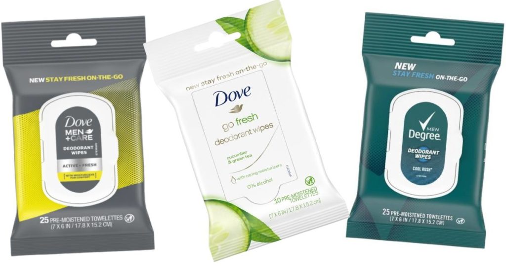 Degree or Dove Deodorant Wipes for 1.22 Southern Savers