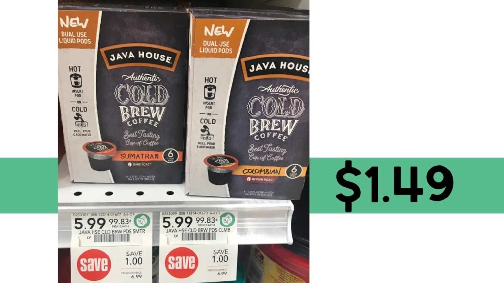 Java House Cold Brew Coffee Pods 1.49 at Publix Southern Savers