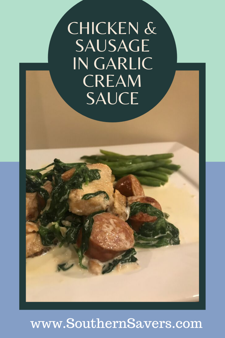 This keto chicken and sausage in garlic cream sauce seems like an indulgence, but with only 2g of carbs! It's easy and fast and will be a family favorite!