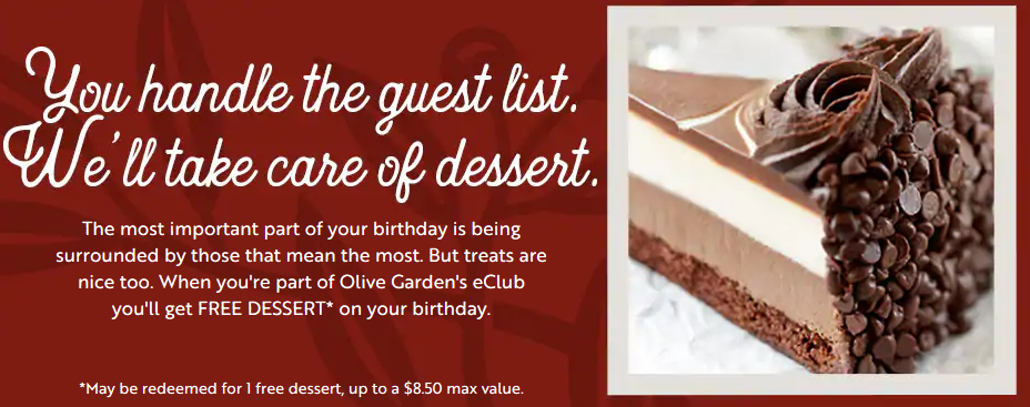 Free Dessert At Olive Garden Southern Savers