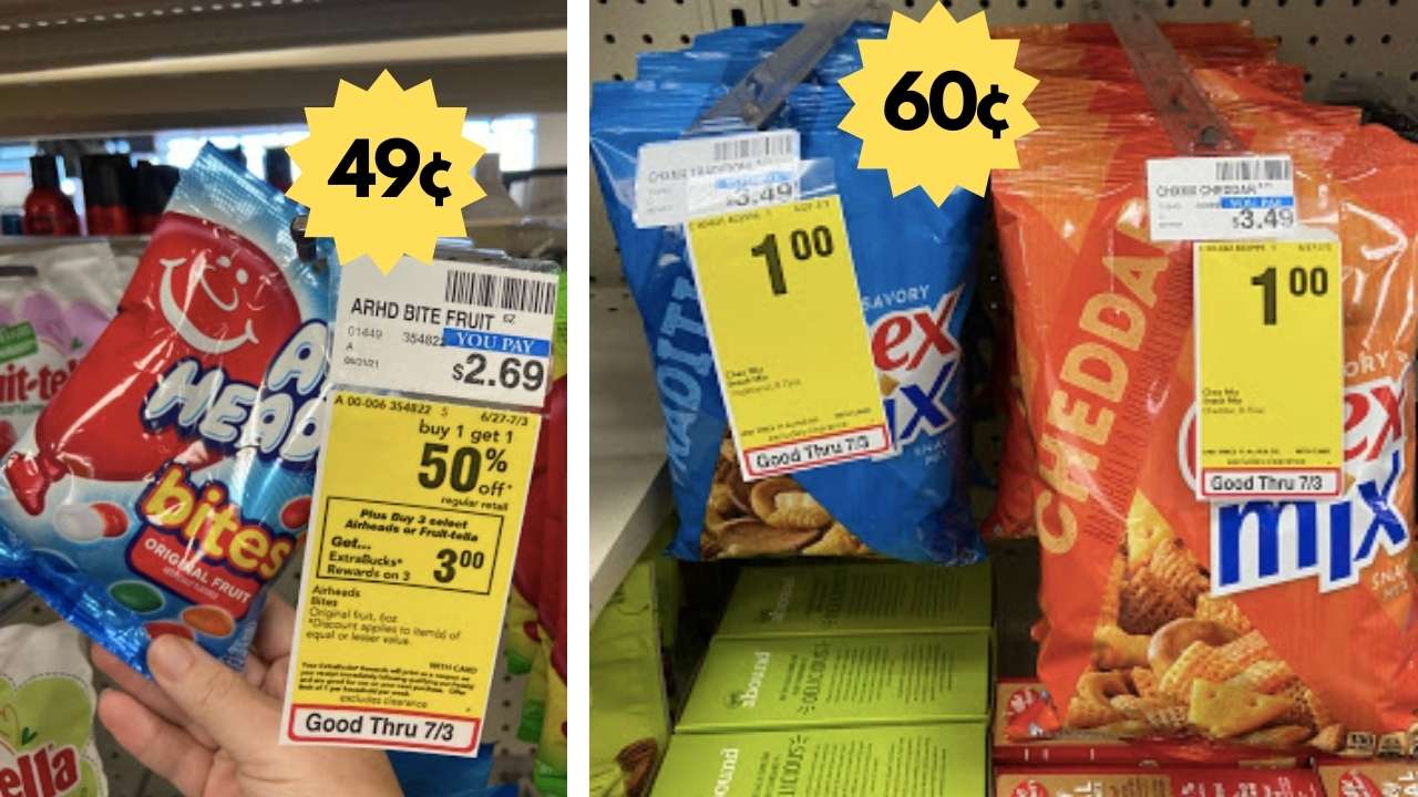 CVS Snack Deals 49¢ Airhead Bites & 60¢ Chex Mix Southern Savers