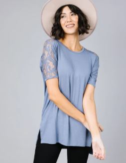 sue lace sleeve top