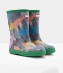 green abstract kids boots