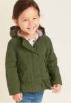 hooded green peplum jacket for girls