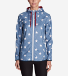 chambray star printed light jacket for women