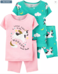 four piece cotton pajama set cow over the moon