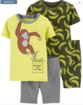 four piece cotton pajama set monkeys and bananas