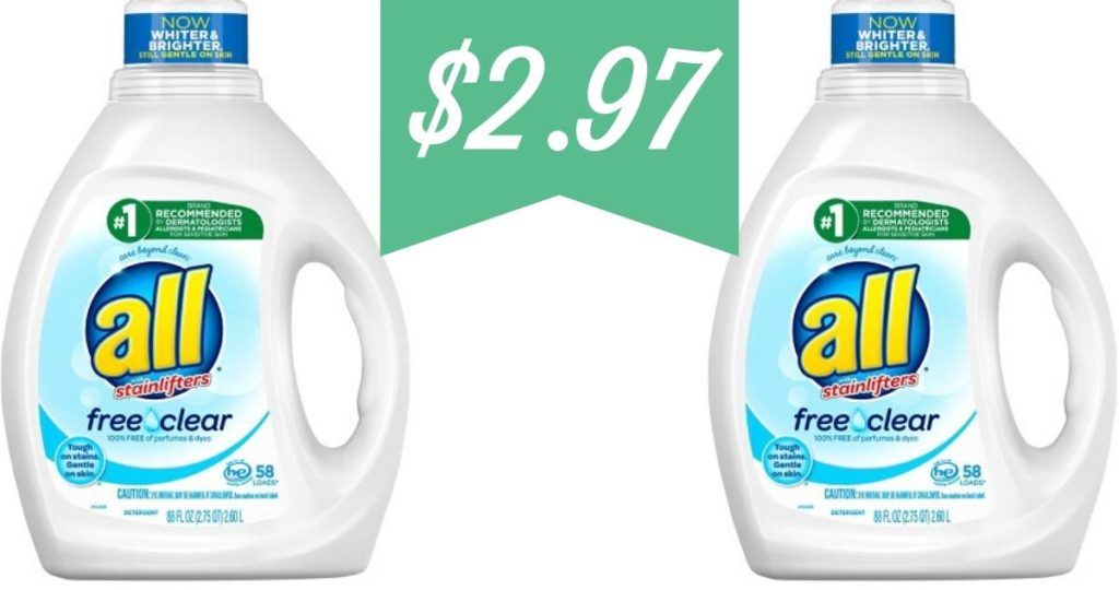 88 oz All Free & Clear Laundry Detergent for 2.97 Southern Savers