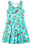 teal print racerback dress for girls