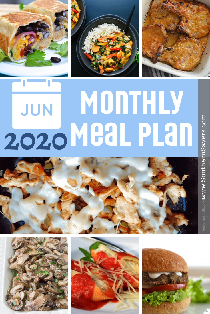 Get summer off to a good start by planning out a month's worth of meals! This monthly meal plan incorporates some extra vegetarian meals!