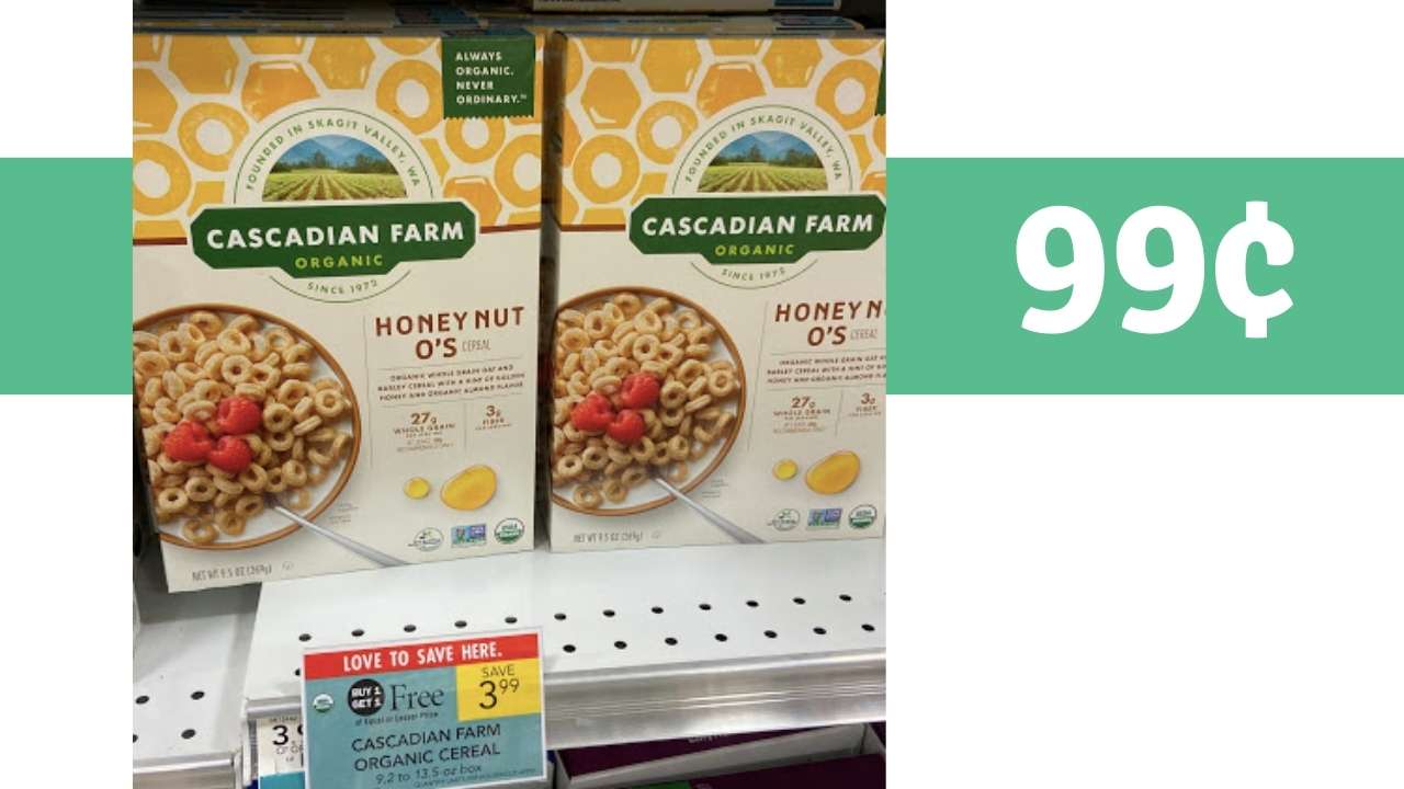 Cascadian Farm Coupon Organic Granola or Cereal for 99