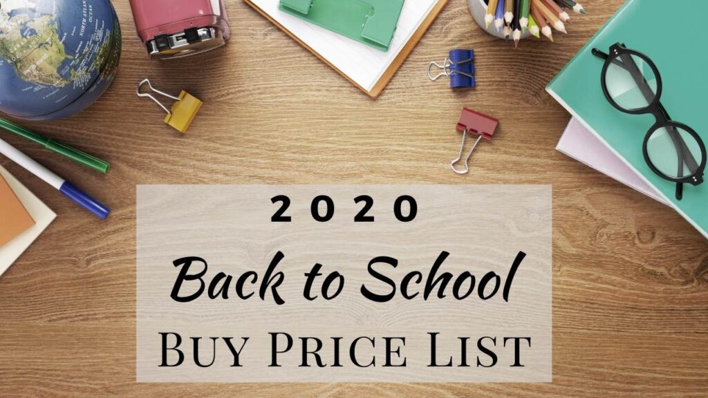2020 School Supply Buy Price List Southern Savers