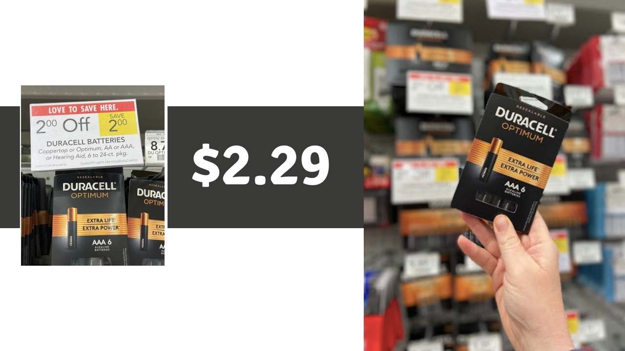 2.29 Duracell Optimum Batteries at Publix Southern Savers