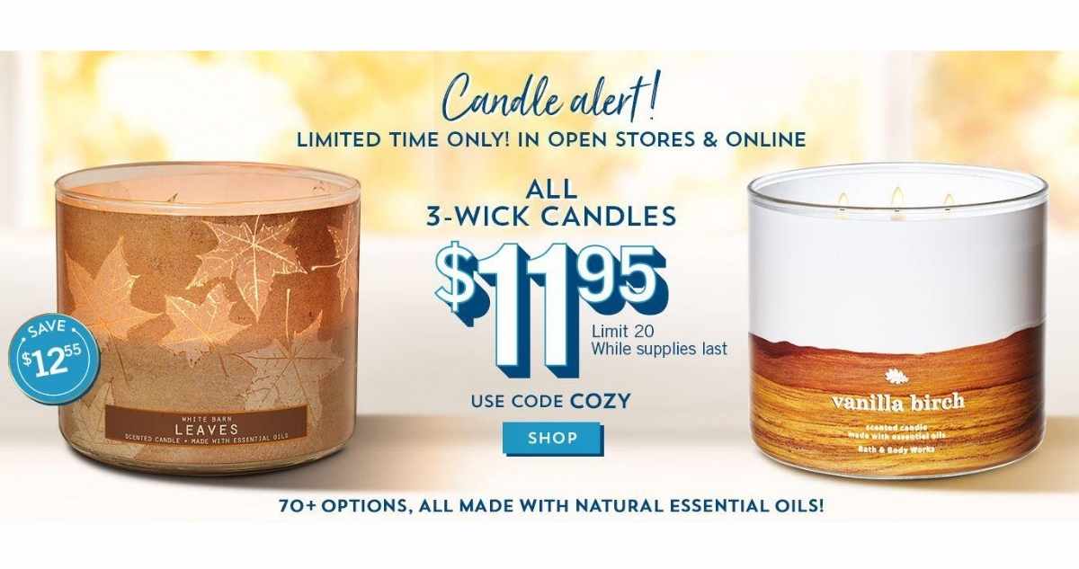 Bath & Body Works Coupon 1Wick Candles for 6.50 Today Only