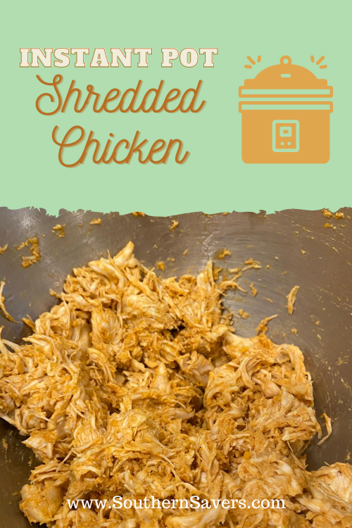 Make chicken in bulk for soups, salads, and casseroles with this how-to for Instant Pot shredded chicken. It only takes 3 minutes to cook!