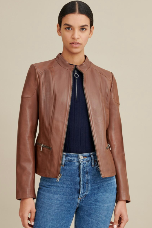 tan leather scuba jacket