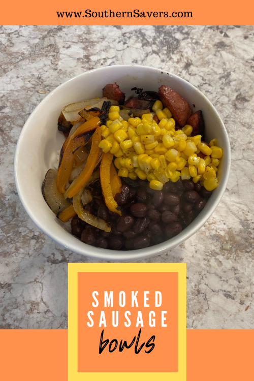 Looking for a frugal but filling Mexican-inspired meal? Try these smoked sausage bowls that will let each family member pick their toppings!