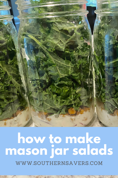 Prep a healthy lunch ahead of time by modifying your favorite salad recipe so that you can make a bunch of Mason jar salads!