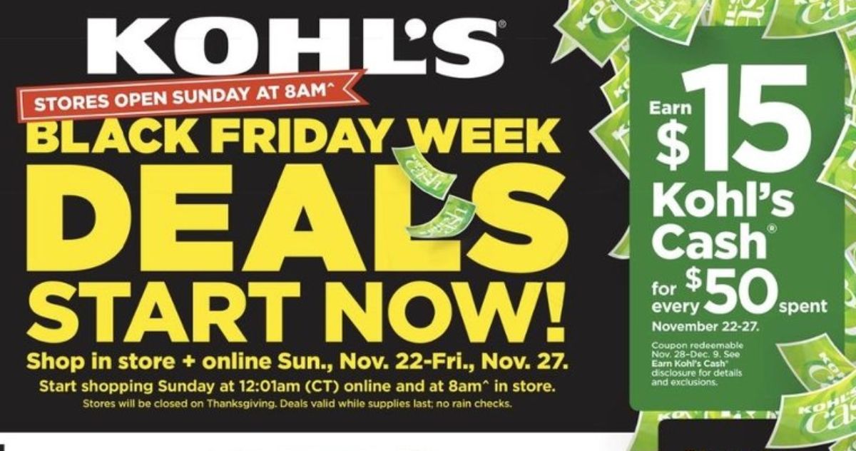 Kohl's Black Friday Live!  $15 in Kohls Cash For Every $50 :: Southern  Savers