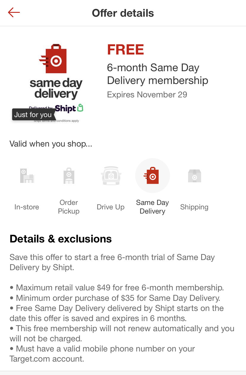 target circle shipt deal