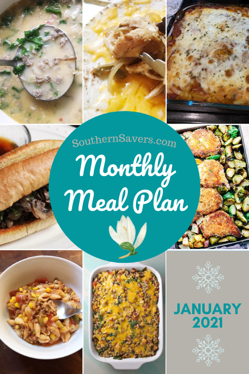 We're going on our third year of monthly meal plans at Southern Savers. To start the year off with some good planning, here's the January monthly meal plan!