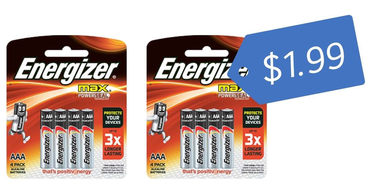 4 ct. Energizer Max Batteries 1.99 at Kroger Southern Savers