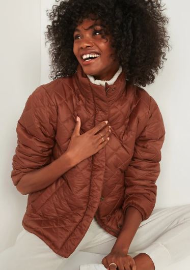 women's diamond quilted puffer