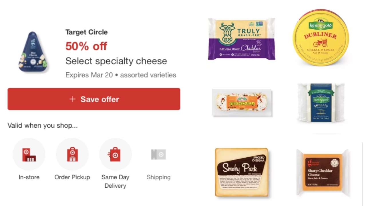 Target Circle Coupon 50 Off Specialty Cheese Southern Savers