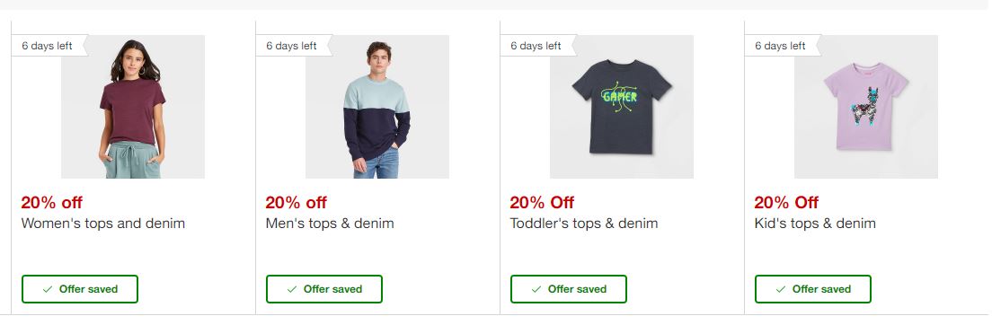 target circle tops and denim