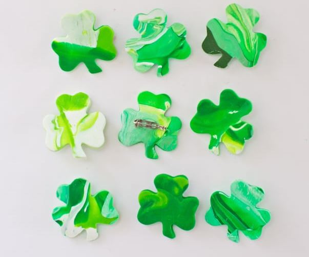 shamrock baked clay pins