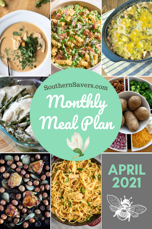 No more wondering what's for dinner. Stay on top of meals and ease your mind with this free monthly meal plan for April 2021! 