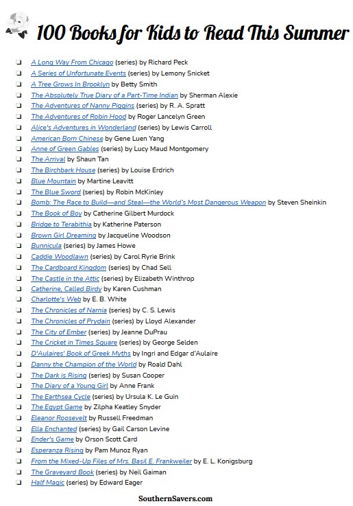 100 Books for Kids to Read This Summer (plus FREE printables ...