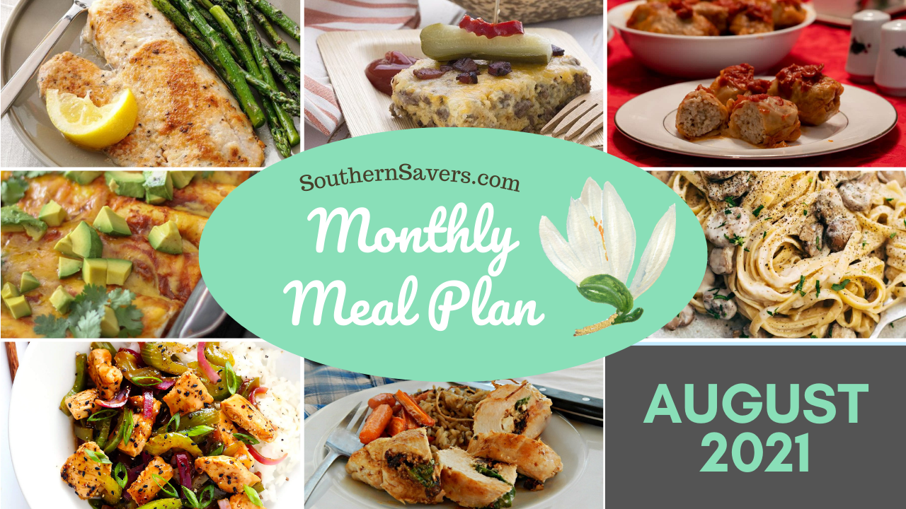 Southern Savers August 2021 FREE Monthly Meal Plan :: Southern Savers