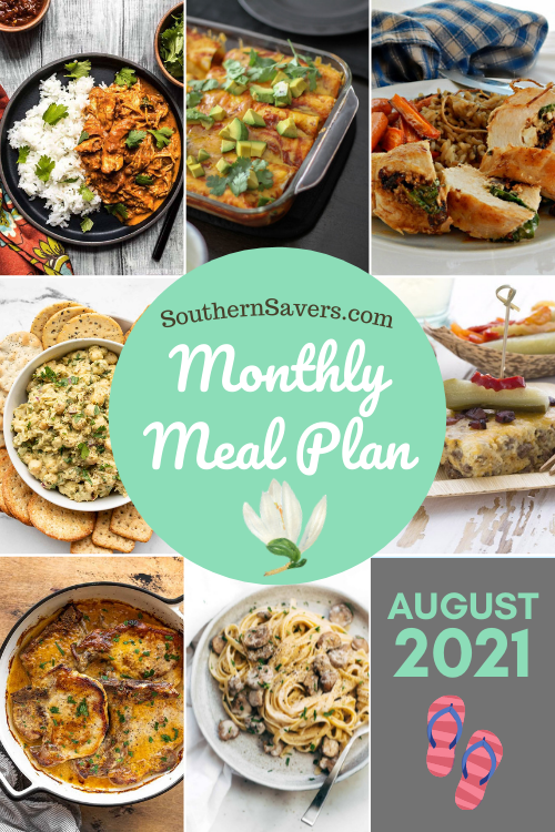 It's the last month of summer, and all the people in my house still want to eat dinner! Here's a monthly meal plan for recipe inspiration!