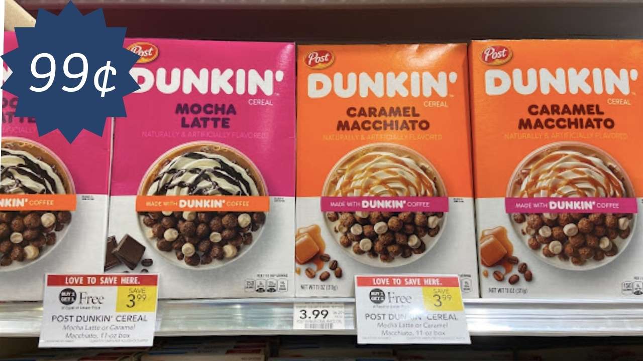 99¢ Dunkin' Mocha Latte & Caramel Macchiato Cereal Southern Savers