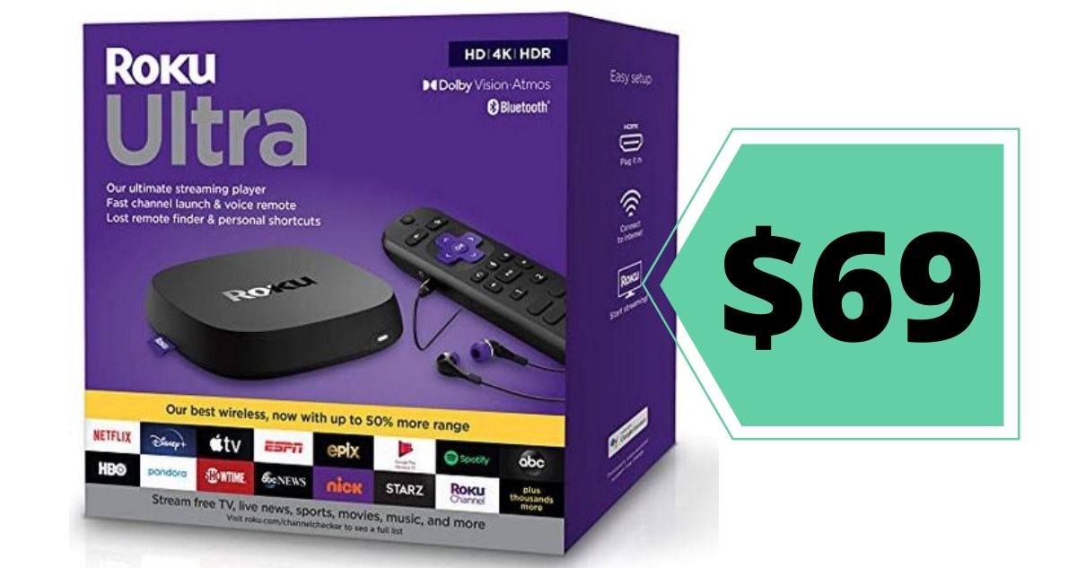 Roku Ultra HDR 4K UHD Streaming Media Player (2020 Model) for 69