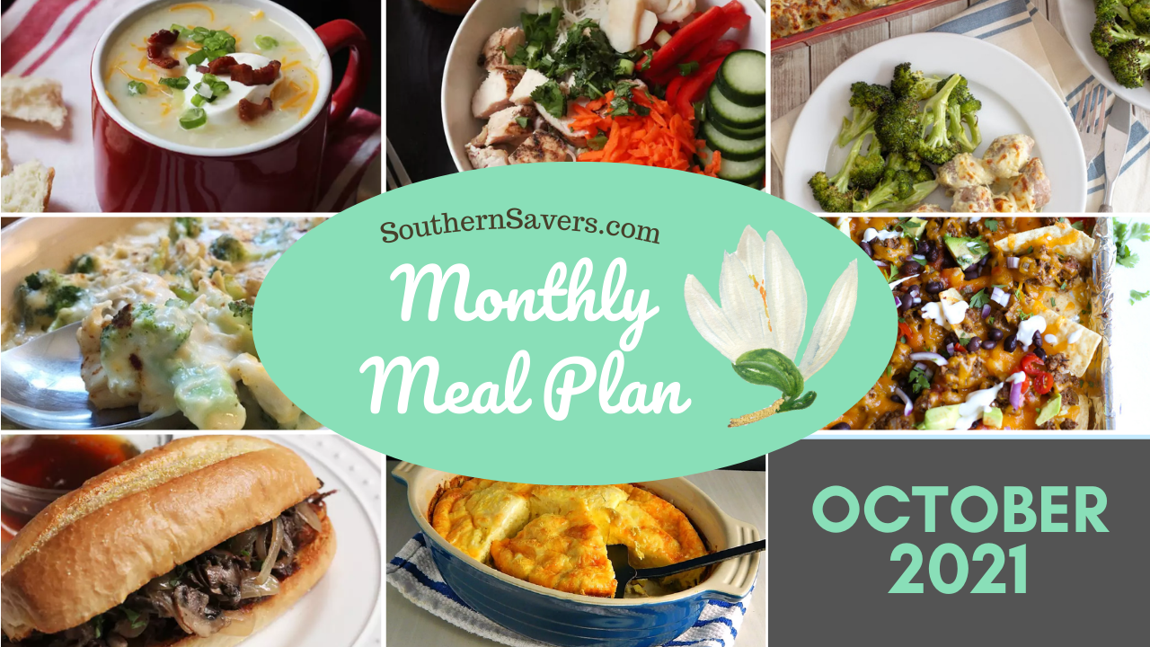 Southern Savers FREE October 2021 Monthly Meal Plan :: Southern Savers