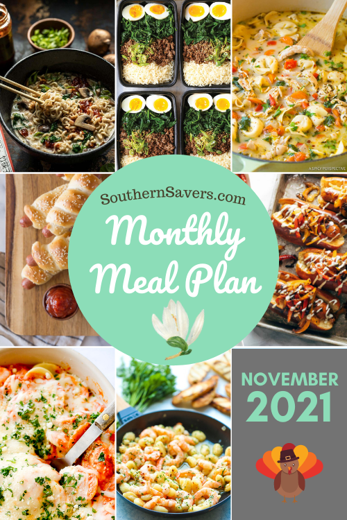 Fall is here, and there is a new monthly meal plan to take you through Thanksgiving, including ideas for Thanksgiving leftovers.