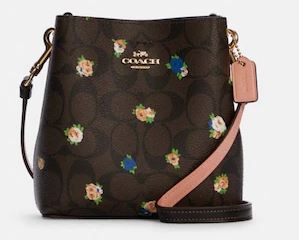Coach Zip Top Crossbody In Signature Canvas With Vintage Mini Rose Print