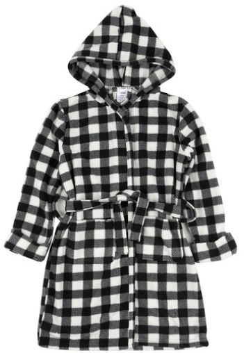 black and white check robe