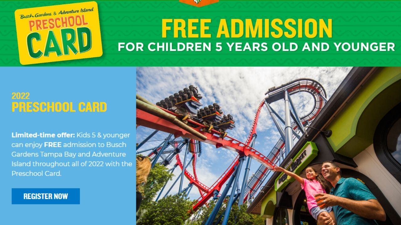 Free Preschool Entry To Busch Gardens & SeaWorld Southern Savers