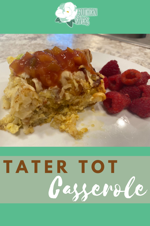 Breakfast for dinner or breakfast for breakfast gets a yummy twist with this recipe. Instead of hashbrowns, use tots for this tater tot casserole!