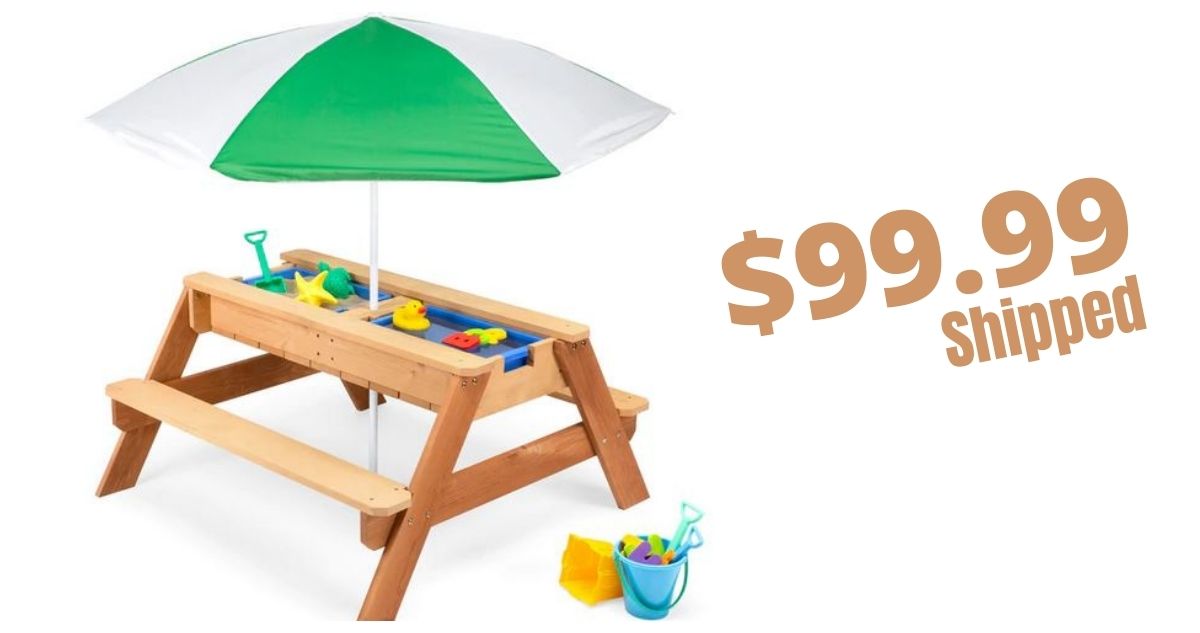 3in1 Sand & Water Picnic Table with Umbrella for 99.99 Shipped