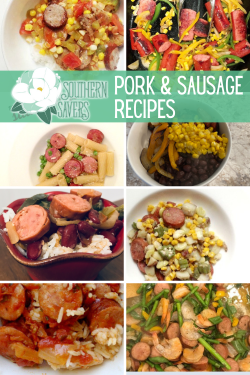 These pork and sausage recipes uses frugal meat options to make delicious dinners! Many of them can also be adjusted to low carb friendly.