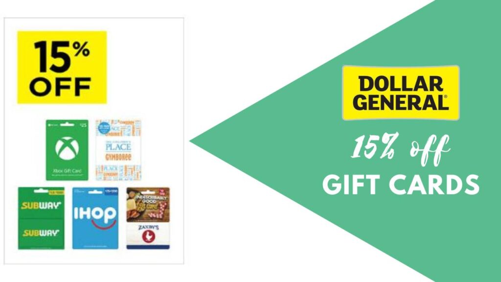 Dollar General 15 Off Gift Cards Southern Savers