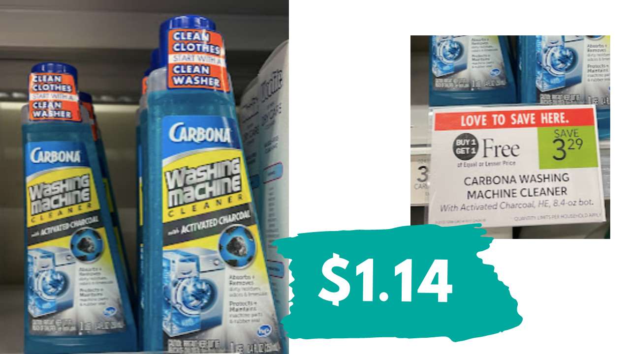 $1.14 Carbona Washing Machine Cleaner & $1.44 Color Grabber Sheets