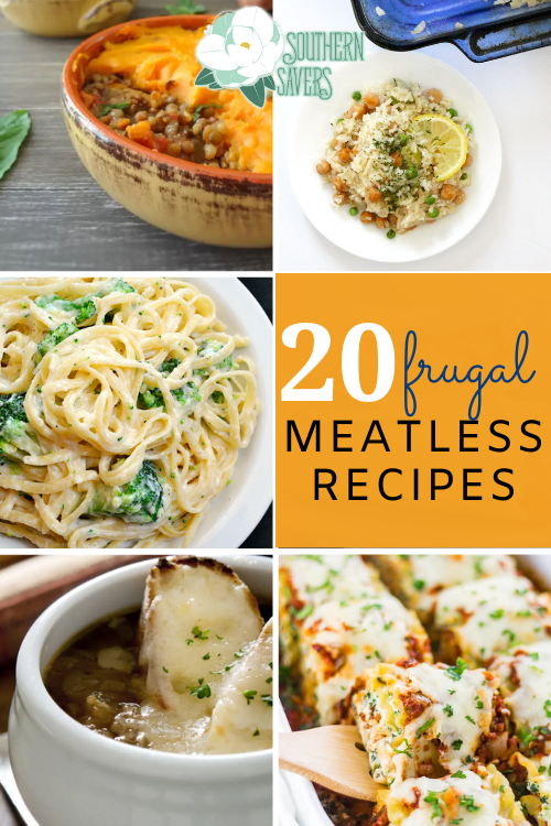 Grocery prices are rising, and one way to help your budget is to avoid meat. Here are 20 frugal meatless recipes that are all delicious!