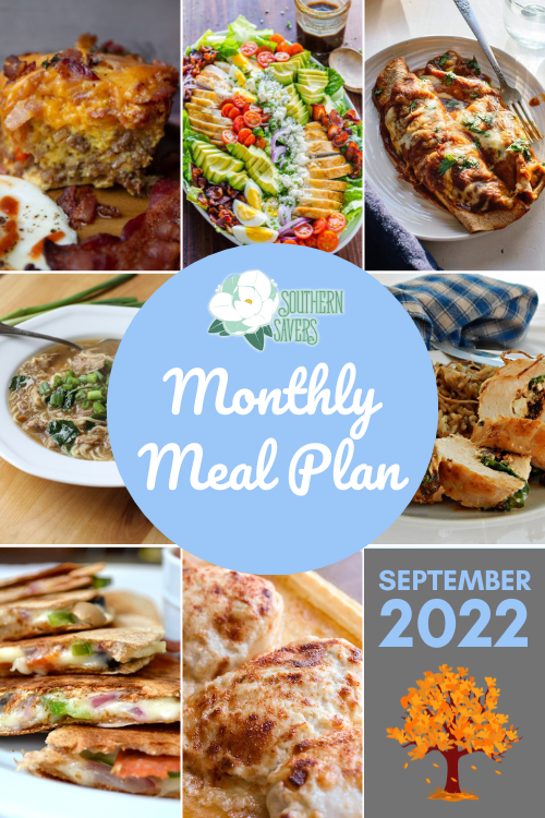 The seasons are changing again, but you still have to keep making dinner! Here is a month's worth of recipes in our September 2022 monthly meal plan.