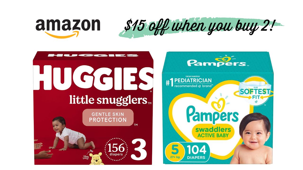 15 Off wyb (2) Diapers Huggies, Pampers or Honest Southern Savers
